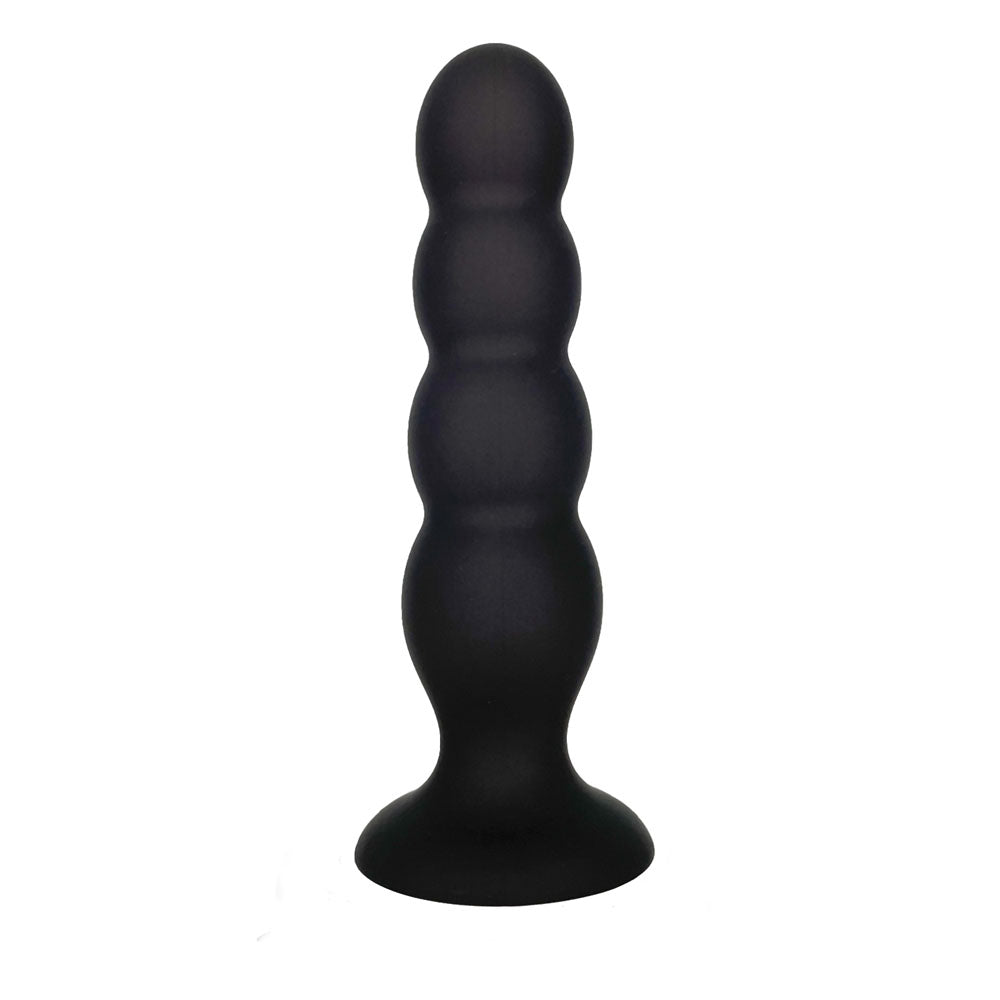 Vers Liquid Silicone Suction Plug Black 16.5 Cm Butt Plug With Internal Steel Balls