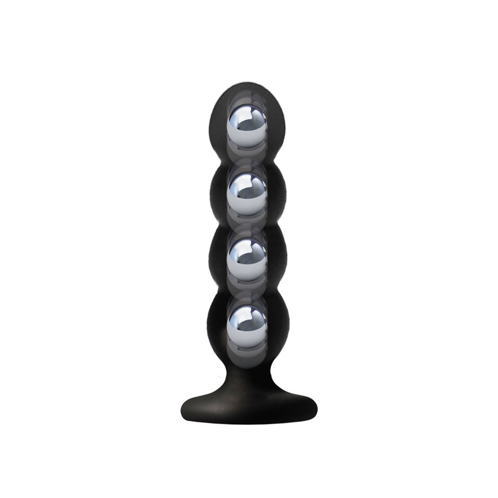 Vers Liquid Silicone Suction Plug Black 16.5 Cm Butt Plug With Internal Steel Balls