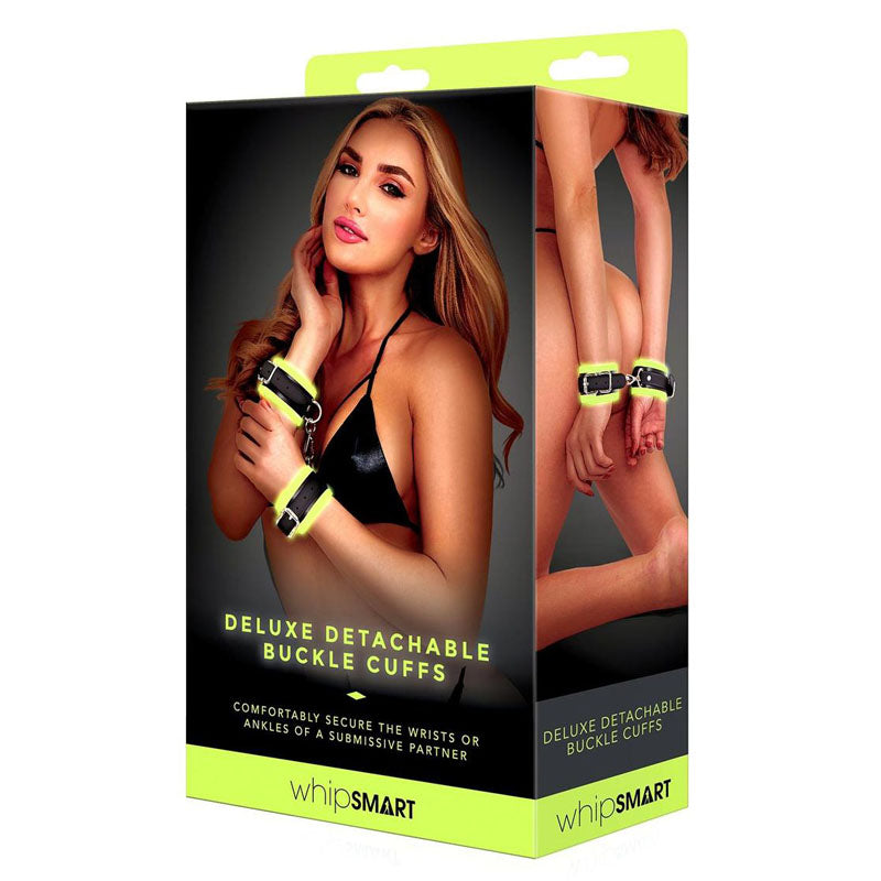 Whip Smart Glow Deluxe Detachable Buckle Cuffs Glow In The Dark Restraints