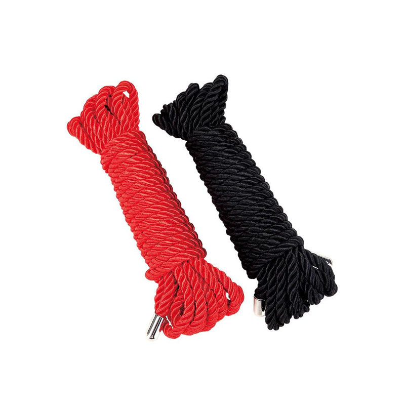 Whip Smart Heartbreaker 2 Pack Satin Bdsm Rope Black & Red Ropes Set Of 2