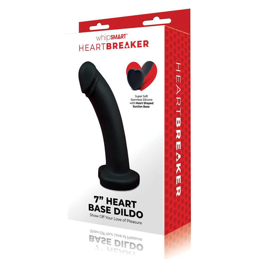 Whip Smart Heartbreaker 7'' Heart Base Dildo Black 17.8 Cm Dong With Heart Shaped Base