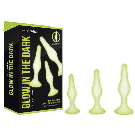 Whip Smart Glow In The Dark 3pc Anal Training Kit Glow In Dark Butt Plugs Set Of 3 Sizes