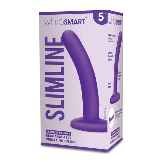 Whip Smart 5'' Slimline Rechargeable Vibrating Dildo Purple 12.7 Cm Usb Rechargeable Dildo
