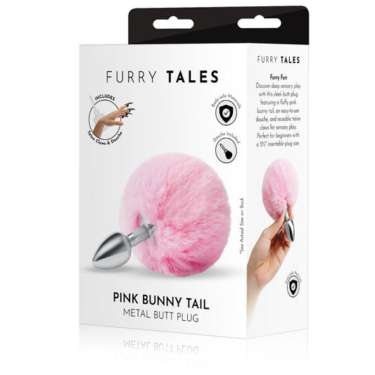 Whip Smart Furry Tales Pink Bunny Tail Metal 6.3 Cm Butt Plug With Pink Bunny Tail