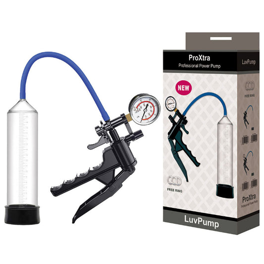 Luv Pump Pro Xtra Professional Gauge Power Pump Clear Penis Pump With Pressure Gauge
