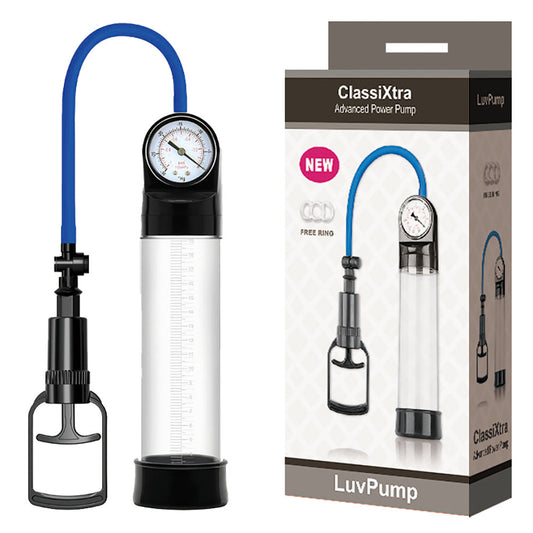 Luv Pump Classi Xtra Advanced Power Pump Clear Penis Pump With Pressure Gauge