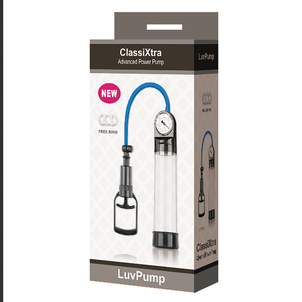 Luv Pump Classi Xtra Advanced Power Pump Clear Penis Pump With Pressure Gauge
