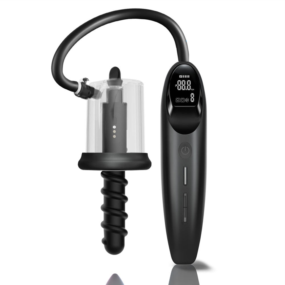 Luv Pump Ros Cup Pro Smart Rosebud Pump Black Usb Rechargeable Anal Pump With Vibrating Probe