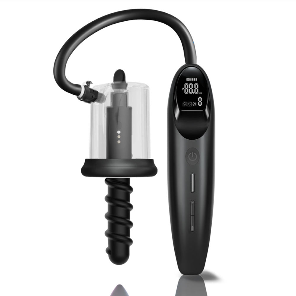 Luv Pump Ros Cup Pro Smart Rosebud Pump Black Usb Rechargeable Anal Pump With Vibrating Probe
