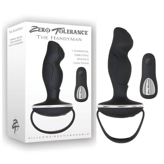 Zero Tolerance The Handyman Black Usb Rechargeable Vibrating Anal Plug With Remote