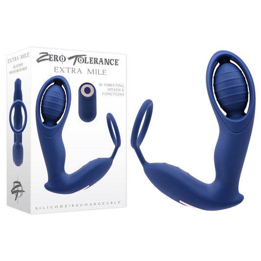 Zero Tolerance Extra Mile Blue Usb Rechargeable Vibrating Prostate Massager