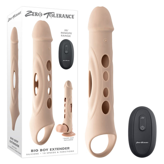 Zero Tolerance Big Boy Extender Light Flesh Usb Rechargeable Vibrating Penis Extension Sleeve