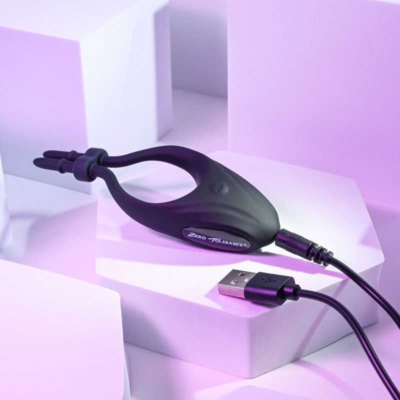Zero Tolerance Perfect Fit Black Usb Rechargeable Vibrating Lasso Cock Ring
