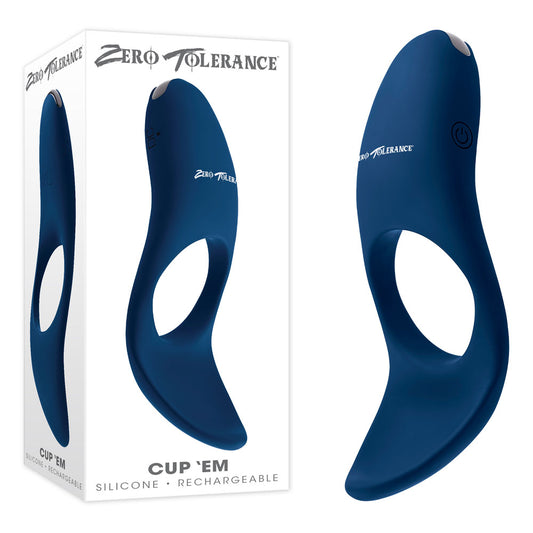 Zero Tolerance Cup 'Em Blue Usb Rechargeable Vibrating Cock Ring