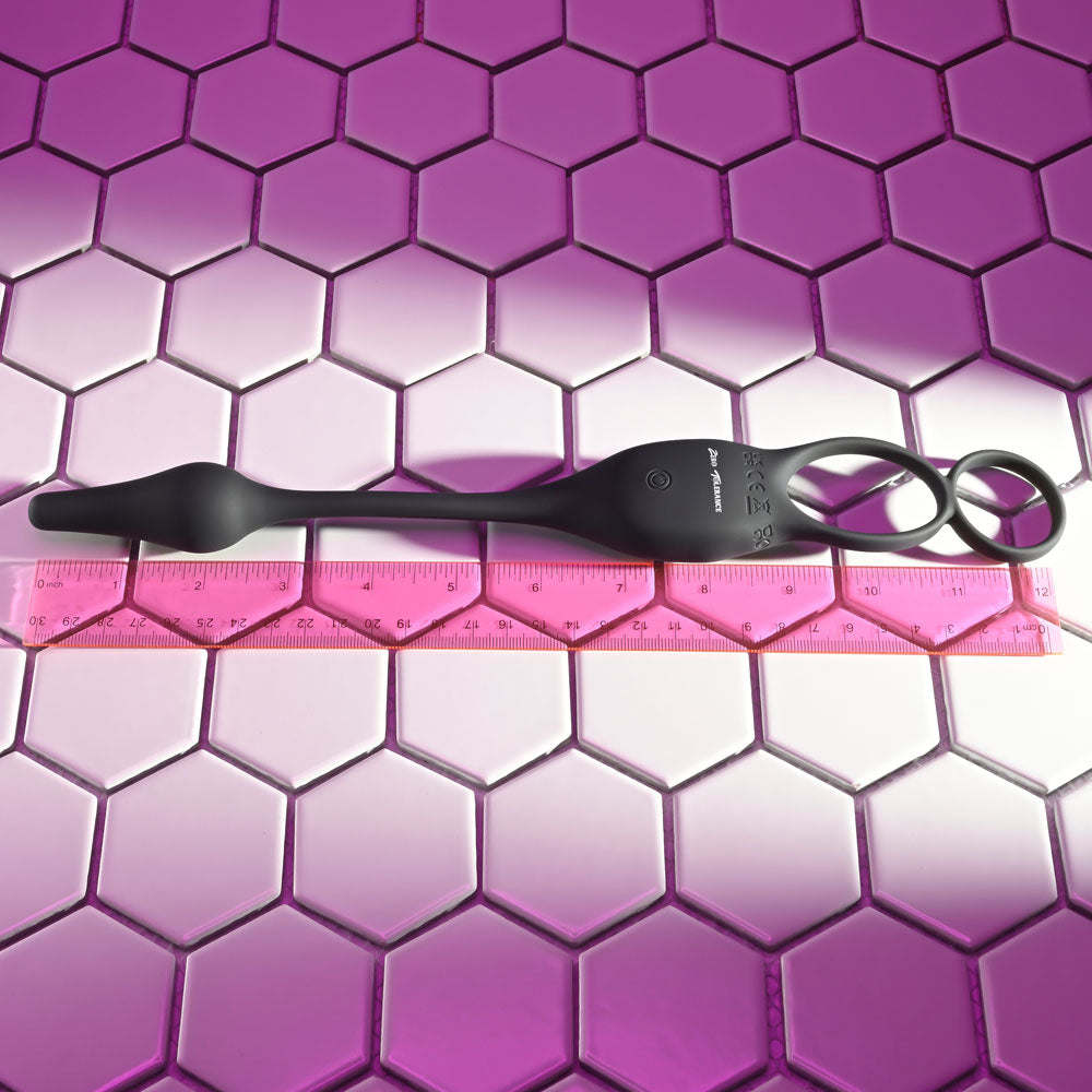 Zero Tolerance Plug & Tug Black Usb Rechargeable Vibrating Cock Ring With Anal Plug
