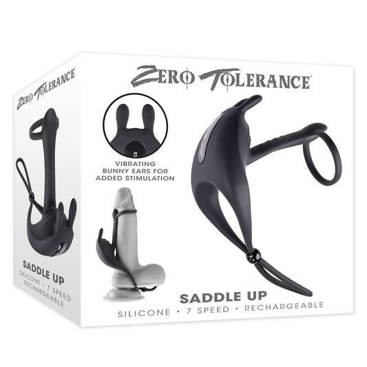 Zero Tolerance Saddle Up Black Usb Rechargeable Vibrating Cock & Ball Rings