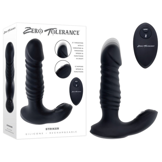 Zero Tolerance Striker Black 16.4 Cm Usb Rechargeable Thrusting Anal Vibrator With Wireless Remote Control