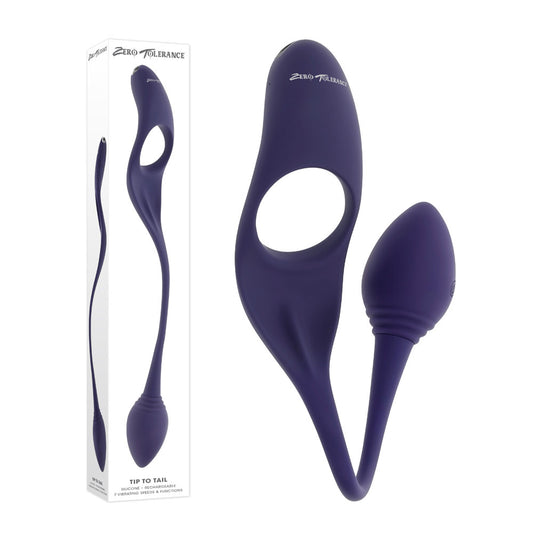 Zero Tolerance Tip To Tail Blue Usb Rechargeable Vibrating Butt Plug With Vibrating Cock Ring