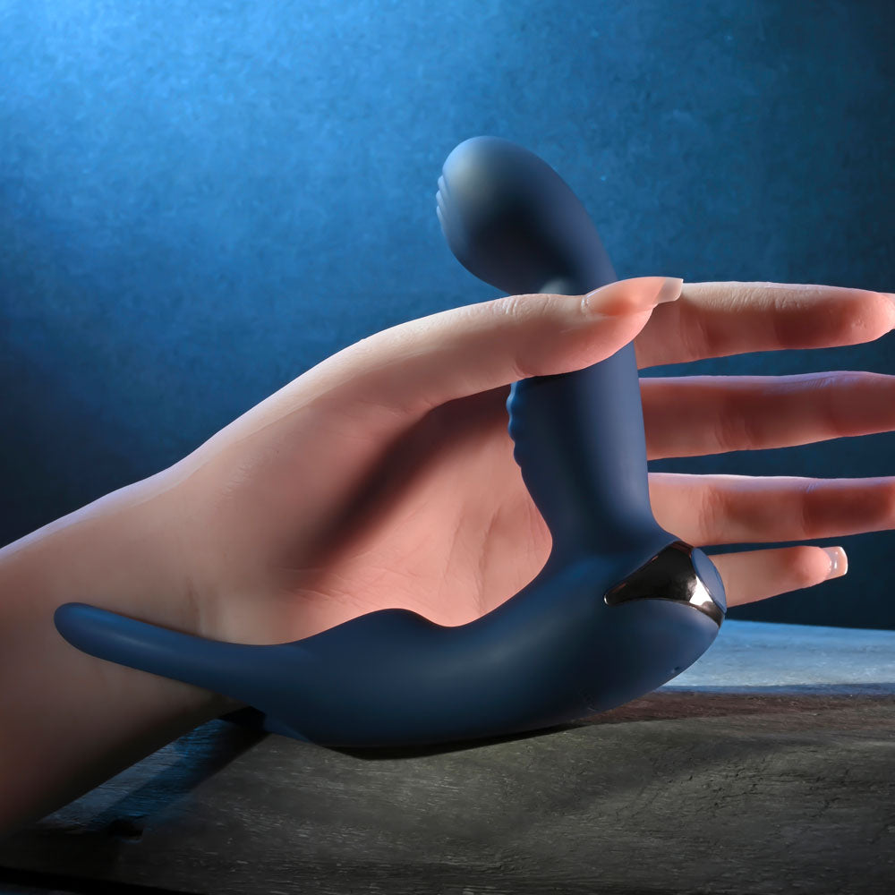 Zero Tolerance By All Means Blue 13.4 Cm Usb Rechargeable Prostate Massager With Cock Ring