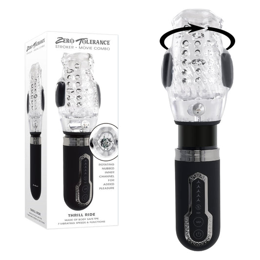 Zero Tolerance Thrill Ride Clear Usb Rechargeable Thrusting, Rotating & Vibrating Stroker