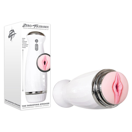 Zero Tolerance The Thrusting Stroker White Usb Rechargeable Thrusting Masturbator