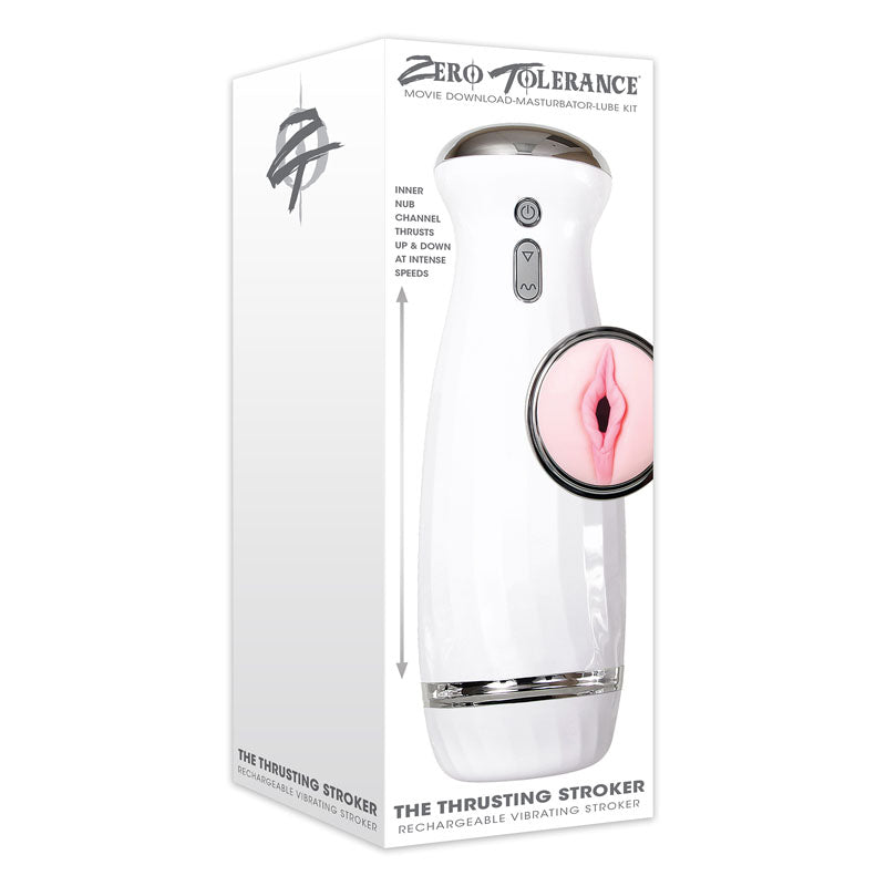 Zero Tolerance The Thrusting Stroker White Usb Rechargeable Thrusting Masturbator