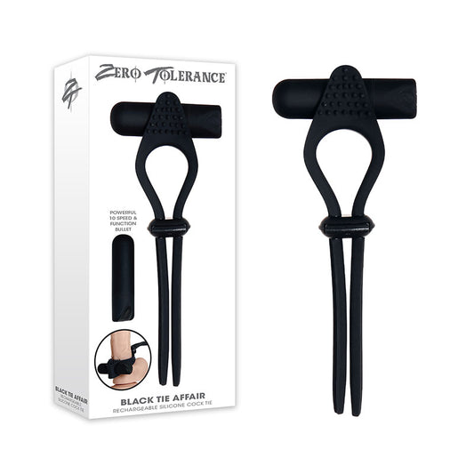 Zero Tolerance Black Tie Affair Black Usb Rechargeable Vibrating Lasoo Cock Ring