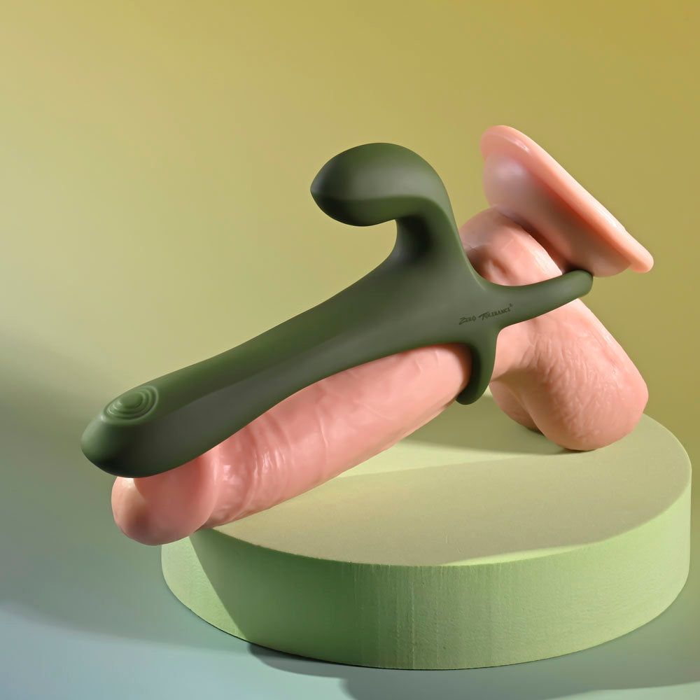 Zero Tolerance Strap, Tap & Go Green Usb Rechargeable Vibrating & Tapping Penis Sleeve With Wireless Remote