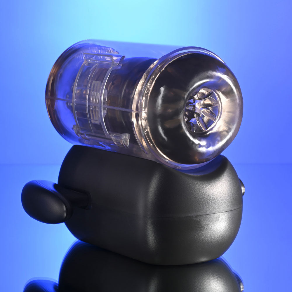 Zero Tolerance Hold Me Tight Black Usb Rechargeable Vibrating Auto Stroker With Phone Holder