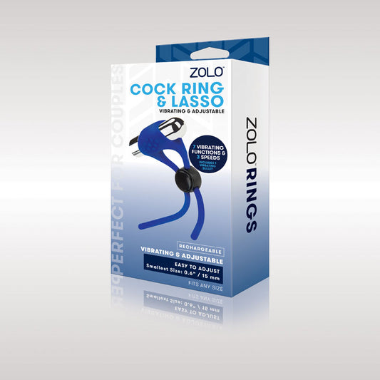Zolo Rechargeable Cock Ring & Lasso Blue Usb Rechargeable Adjustable Cock Ring