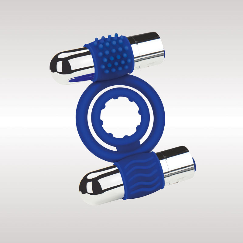 Zolo Rechargeable Duo Vibrating C Ring Blue Usb Rechargeable Dual Vibrating Cock Ring