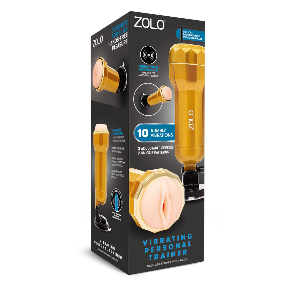 Zolo Vibrating Personal Trainer Usb Rechargeable Vibrating Vagina Stroker With Suction Mount
