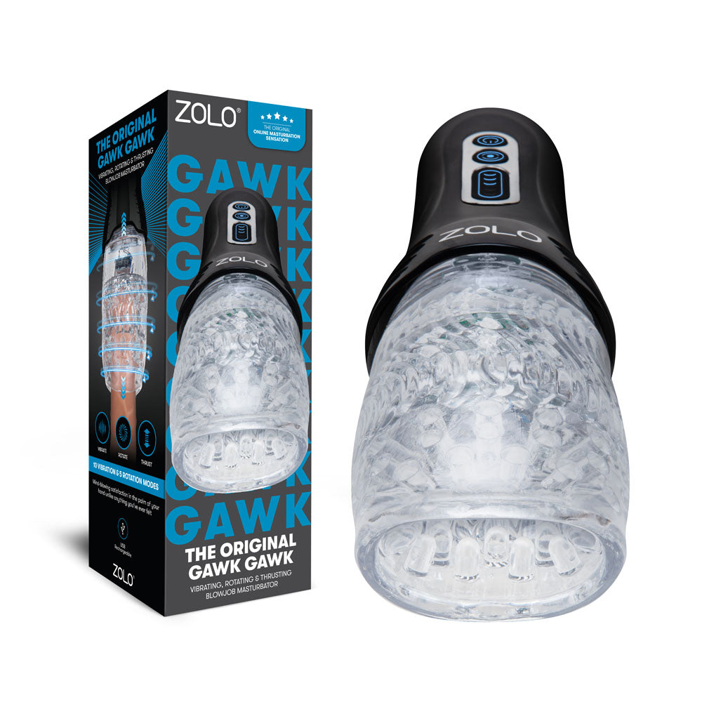 Zolo The Original Gawk Gawk Clear Usb Rechargeable Vibrating, Rotating & Thrusting Masturbator