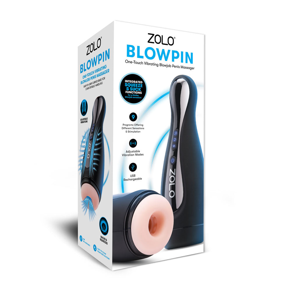Zolo Blowpin Flesh Usb Rechargeable Auto Sucking And Vibrating Masturbator