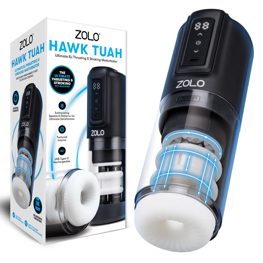 Zolo Hawk Tuah Ultimate Bj Stroker Usb Rechargeable Thrusting & Rotating Auto Stroker