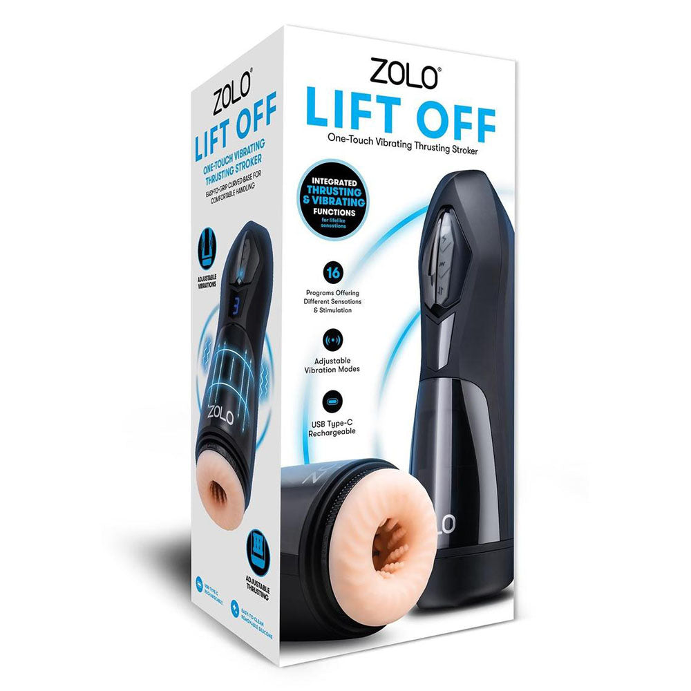 Zolo Lift Off Flesh Usb Rechargeable Vibrating And Thrusting Auto Stroker