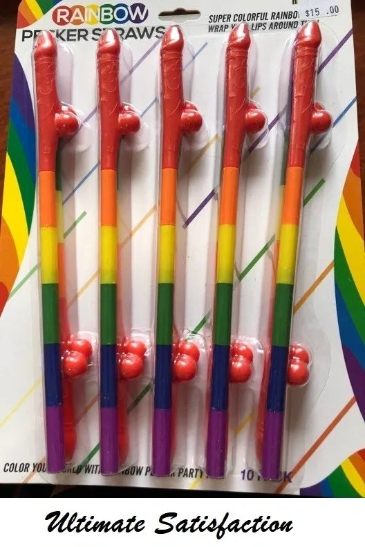 Rainbow Cock Straws